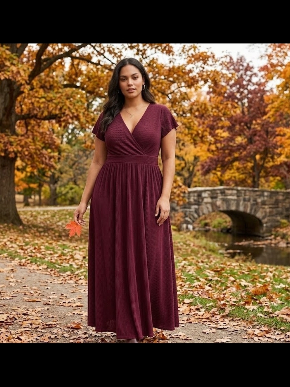 Baltic Born Wrap V-Neck Maxi Dress in Burgundy